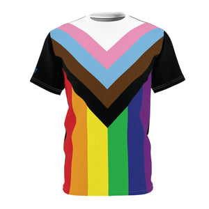 Open image in slideshow, &quot;Progress&quot; Pride Flag | Unisex All-Over Print T-Shirt
